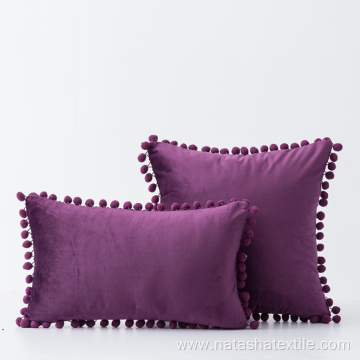 Custom velvet fabric solid tassel pillow cover